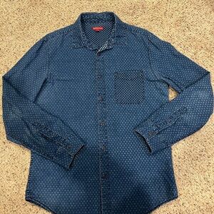Merona Navy Patterned Casual Shirt